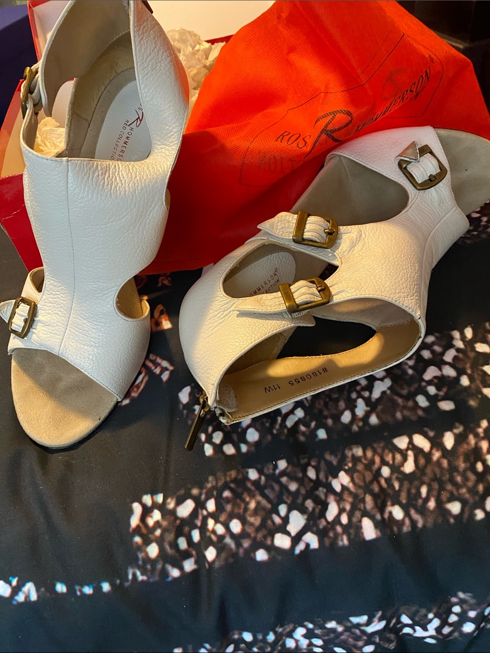 White Leather Buckle Sandals - Women